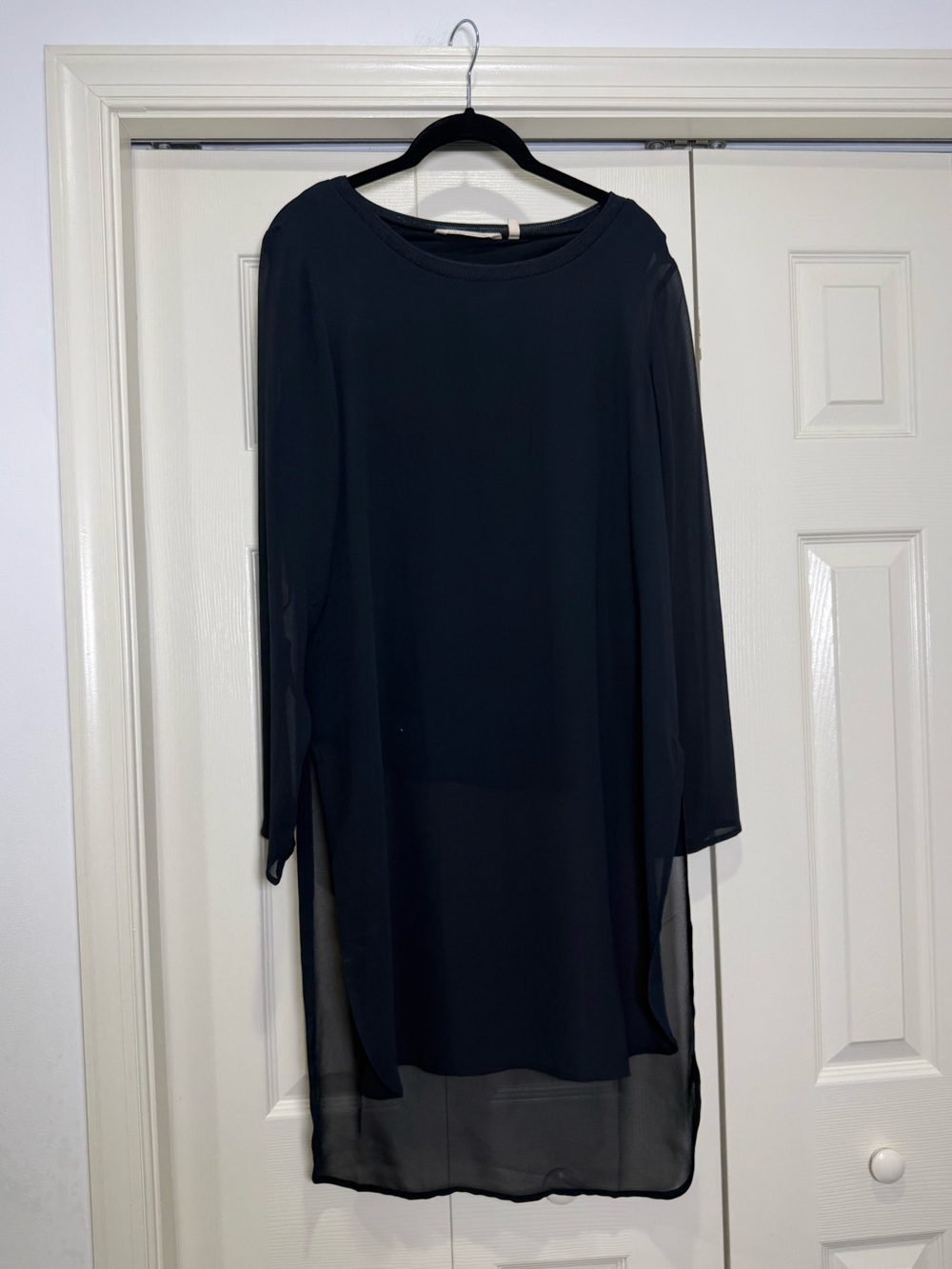 Soft Surroundings Midi Sheer Lined Layered Dress Long Sleeve Tunic Top Medium